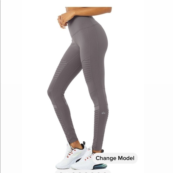 Alo Gray Moto Leggings - Picture 2 of 8